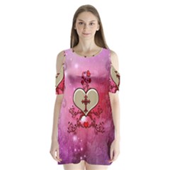 Wonderful Hearts With Floral Elements Shoulder Cutout Velvet One Piece by FantasyWorld7