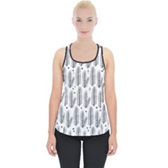 Christmas Pine Pattern Organic Hand Drawn Modern Black And White Piece Up Tank Top by genx