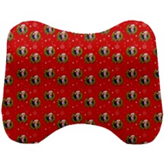 Trump Wrait Pattern Make Christmas Great Again Maga Funny Red Gift With Snowflakes And Trump Face Smiling Head Support Cushion by snek