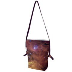Cosmic Astronomy Sky With Stars Orange Brown And Yellow Folding Shoulder Bag by genx
