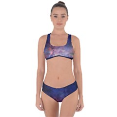 Lagoon Nebula Interstellar Cloud Pastel Pink, Turquoise And Yellow Stars Criss Cross Bikini Set by genx