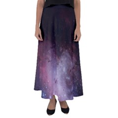 Eagle Nebula Wine Pink And Purple Pastel Stars Astronomy Flared Maxi Skirt by genx