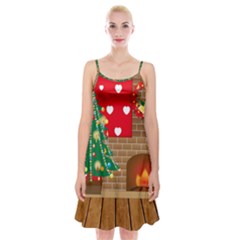 Christmas Room Living Room Spaghetti Strap Velvet Dress by Wegoenart
