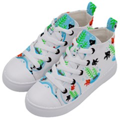 Fishbowl Fish Goldfish Water Kid s Mid-top Canvas Sneakers by Wegoenart