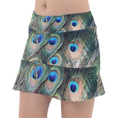 Peacock Feathers Bird Colorful Tennis Skirt by Wegoenart