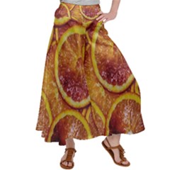 Blood Orange Fruit Citrus Fruits Satin Palazzo Pants by Wegoenart