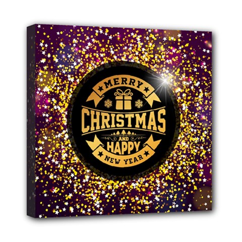 Christmas Golden Labels Xmas Mini Canvas 8  X 8  (stretched) by Simbadda