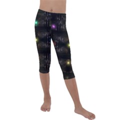 Abstract Sphere Box Space Hyper Kids  Lightweight Velour Capri Leggings  by Simbadda