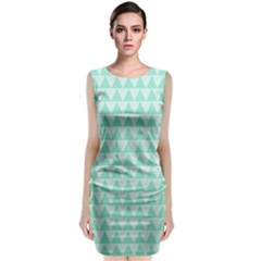 Mint Triangle Shape Pattern Sleeveless Velvet Midi Dress by picsaspassion