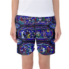 Church Window Canterbury Women s Basketball Shorts by Wegoenart