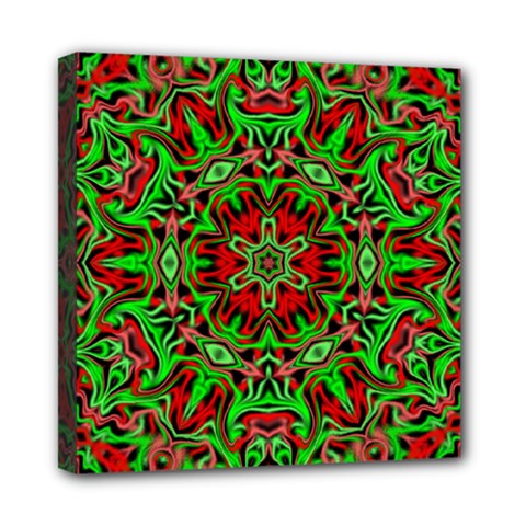 Christmas Kaleidoscope Pattern Mini Canvas 8  X 8  (stretched) by Wegoenart