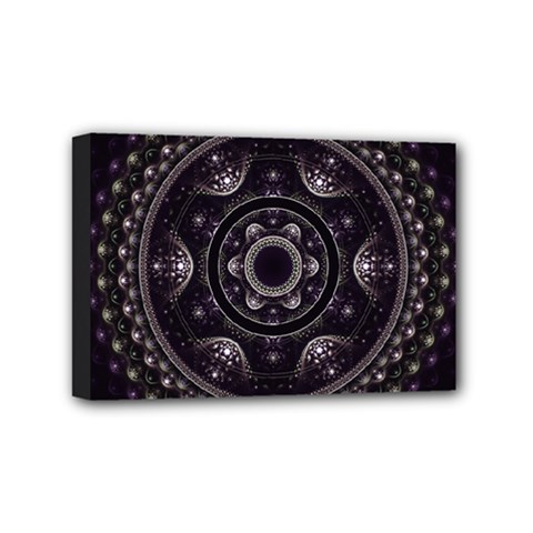 Fractal Mandala Circles Purple Mini Canvas 6  X 4  (stretched) by Wegoenart