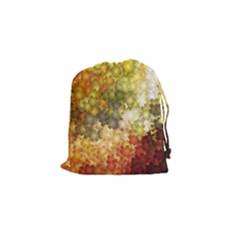 Autumn Kaleidoscope Art Pattern Drawstring Pouch (small) by Wegoenart