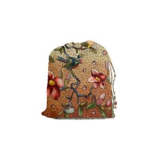 Flower Cubism Mosaic Vintage Drawstring Pouch (small) by Wegoenart