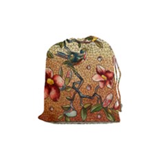 Flower Cubism Mosaic Vintage Drawstring Pouch (medium) by Wegoenart