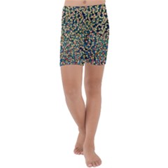 Background Cubism Mosaic Vintage Kids  Lightweight Velour Capri Yoga Leggings by Wegoenart