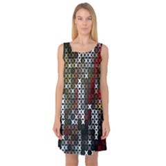 Christmas Cross Stitch Background Sleeveless Satin Nightdress by Wegoenart