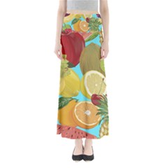 Fruit Picture Drawing Illustration Full Length Maxi Skirt by Wegoenart