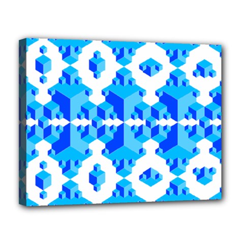 Blue Background Cubes Abstract Wallpapers Canvas 14  X 11  (stretched) by Wegoenart