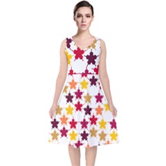 Background Abstract Art V-neck Midi Sleeveless Dress  by Wegoenart