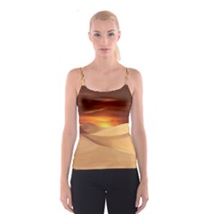 Desert Sun Landscape Sunset Dune Spaghetti Strap Top by Wegoenart
