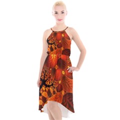 Leaf Autumn Nature Background High-low Halter Chiffon Dress  by Wegoenart