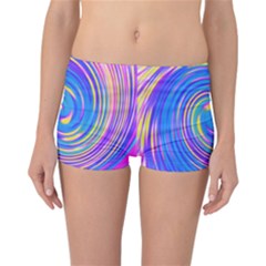 Cool Abstract Pink Blue And Yellow Twirl Liquid Art Reversible Boyleg Bikini Bottoms by myrubiogarden