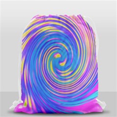 Cool Abstract Pink Blue And Yellow Twirl Liquid Art Drawstring Bag (small) by myrubiogarden