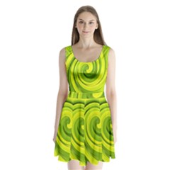 Groovy Abstract Green Liquid Art Swirl Painting Split Back Mini Dress  by myrubiogarden