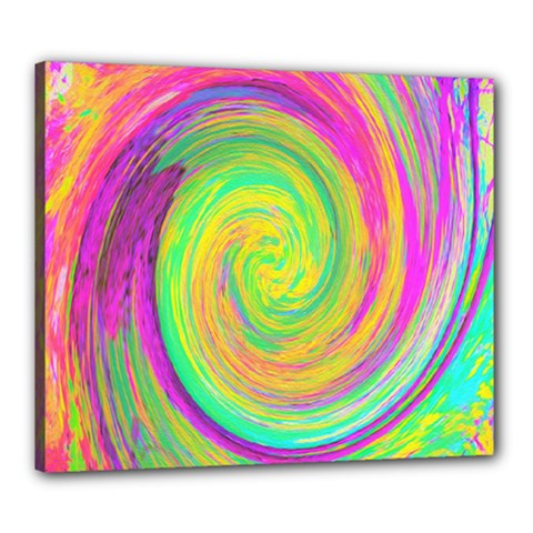 Groovy Abstract Purple And Yellow Liquid Swirl Canvas 24  X 20  (stretched) by myrubiogarden