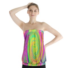 Groovy Abstract Purple And Yellow Liquid Swirl Strapless Top by myrubiogarden