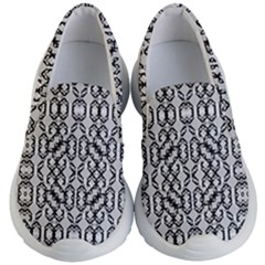 Black And White Intricate Modern Geometric Pattern Kids  Lightweight Slip Ons by dflcprintsclothing