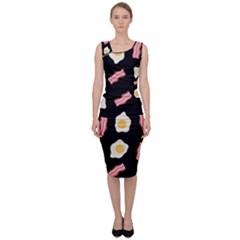 Bacon And Egg Pop Art Pattern Sleeveless Pencil Dress by Valentinaart