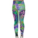Groovy Abstract Aqua And Navy Lava Liquid Swirl Classic Yoga Leggings View2