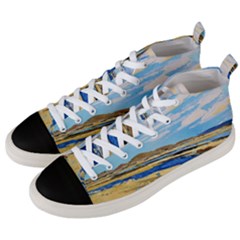 The Landscape Water Blue Painting Men s Mid-top Canvas Sneakers by Pakrebo