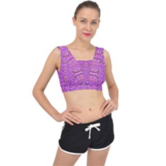 Paradise Blossom Tree On The Mountain High V-back Sports Bra by pepitasart