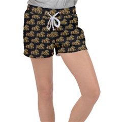 Dragon Motif Print Pattern Women s Velour Lounge Shorts by dflcprintsclothing