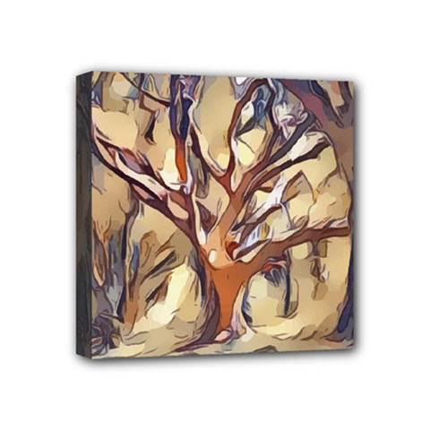 Tree Forest Woods Nature Landscape Mini Canvas 4  X 4  (stretched) by Pakrebo