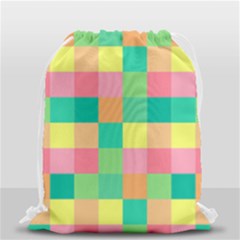 Checkerboard Pastel Squares Drawstring Bag (small) by Pakrebo