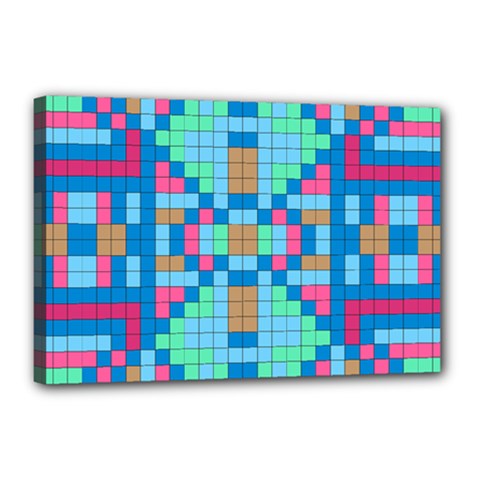 Checkerboard Squares Abstract Canvas 18  X 12  (stretched) by Pakrebo