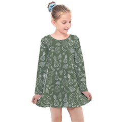 Tropical Pattern Kids  Long Sleeve Dress by Valentinaart