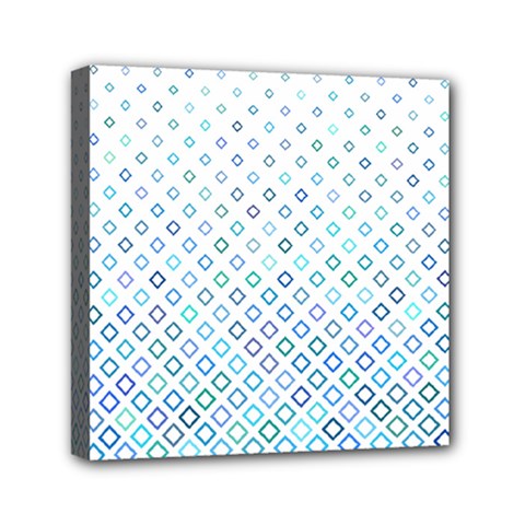 Square Pattern Geometric Blue Mini Canvas 6  X 6  (stretched) by Pakrebo