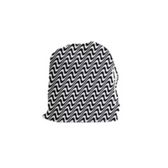 White Line Wave Black Pattern Drawstring Pouch (small) by Pakrebo
