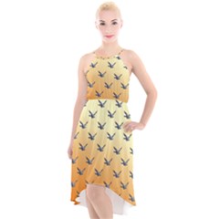 Blue Bird - Sunset Colourglide - By Larenard High-low Halter Chiffon Dress  by LaRenard