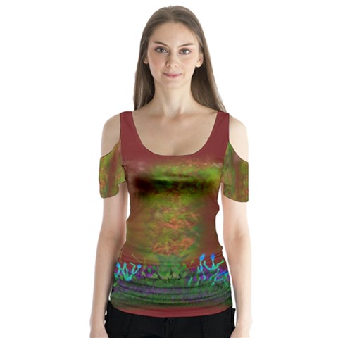 Trees Butterfly Sleeve Cutout Tee  by PurpleDuckyDesigns