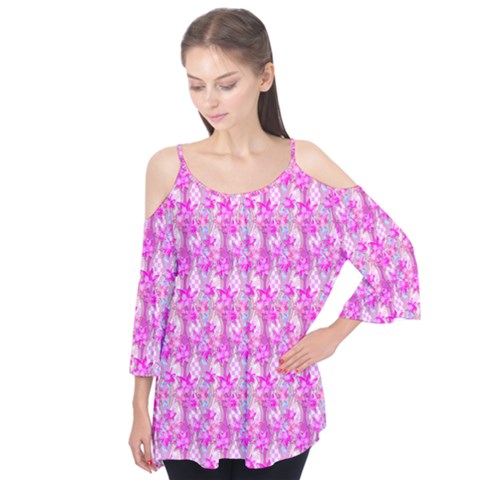 Maple Leaf Plant Seamless Pattern Pink Flutter Tees by Pakrebo