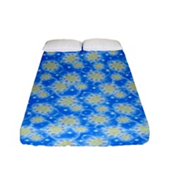Hydrangea Blue Glitter Round Fitted Sheet (full/ Double Size) by Pakrebo