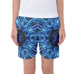 Background Blue Flower Women s Basketball Shorts by Pakrebo