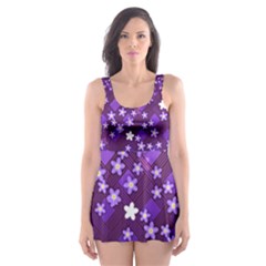 Textile Cross Pattern Square Skater Dress Swimsuit by Pakrebo