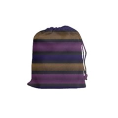 Stripes Pink Yellow Purple Grey Drawstring Pouch (medium) by BrightVibesDesign